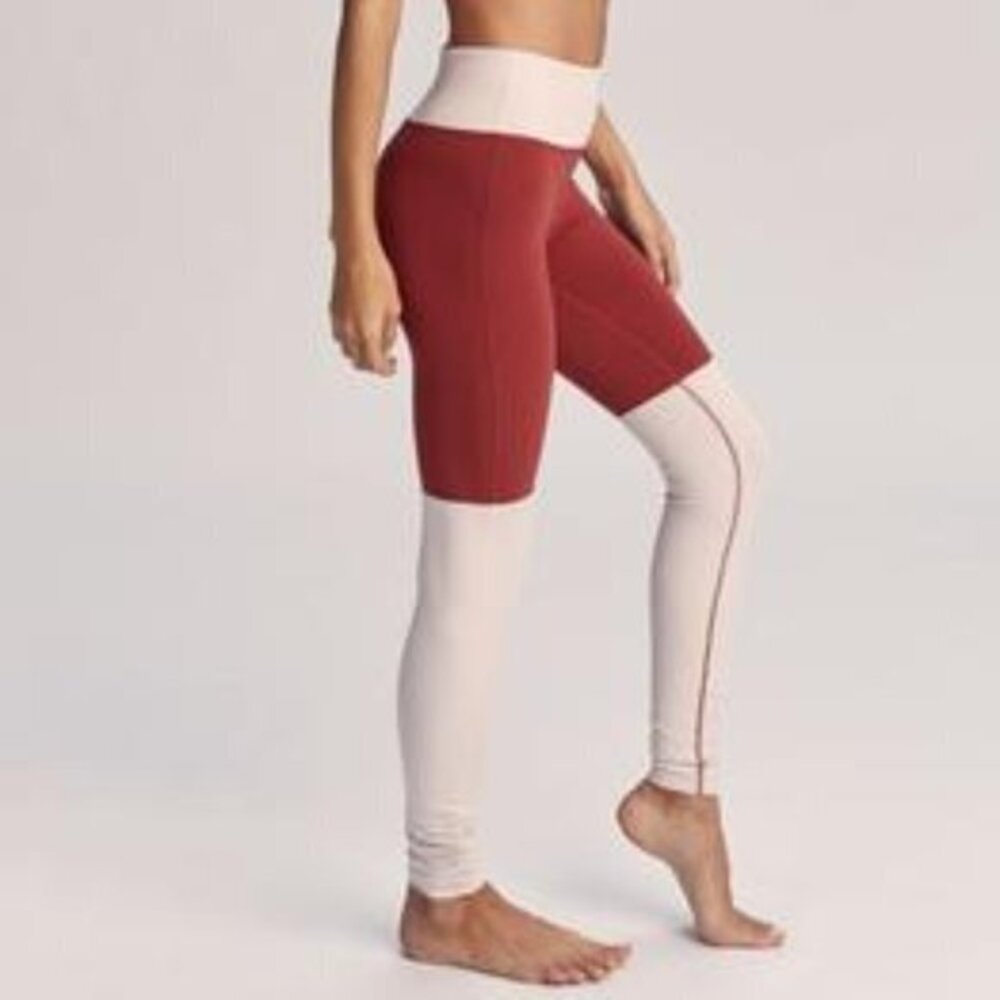 Varley Swathmore Colorblock Leggings Size XXS Red Pink Ruched Hem